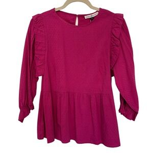 Women's Pink Blouse with Ruffle Sleeves